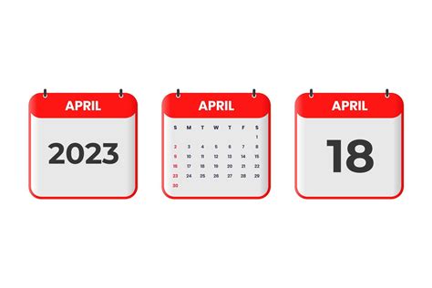 April 2023 calendar design. 18th April 2023 calendar icon for schedule ...