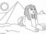 Sphinx And Pyramid coloring Page sketch template