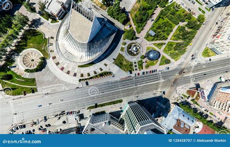 Aerial City View with Roads, Houses and Buildings. Stock Image - Image of building, asia: 128428707