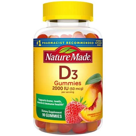 Nature Made Vitamin D3 2000 Iu (50 Mcg) For Bone Health And Immune Support Vitamin Gummies ...