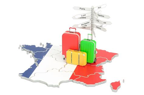 Premium Photo | France travel concept french flag on map with suitcases ...