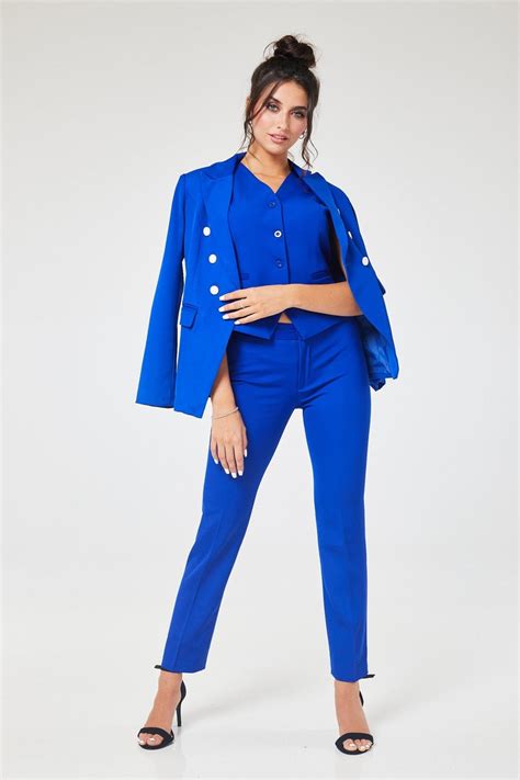 Cobalt Blue 4-Piece Trouser Skirt Suit - Sale from Yumi UK