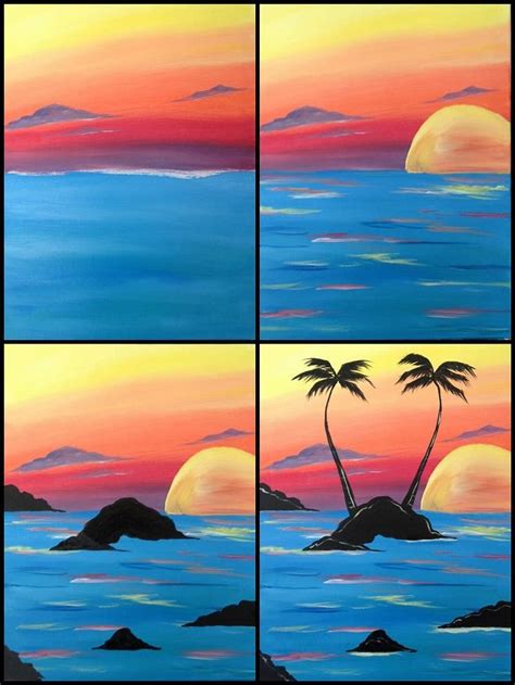 Beach Sunset Painting Easy Step By Step – Warehouse of Ideas