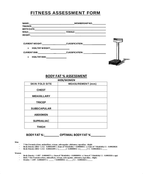 FREE 8+ Sample Fitness Assessment Forms in PDF | MS Word