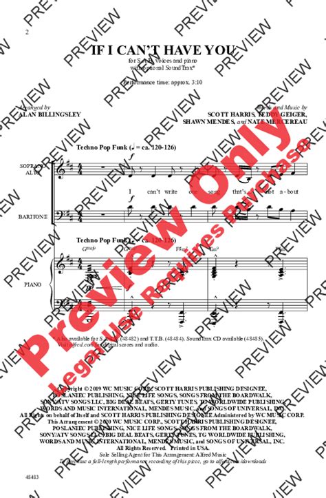 If I Can't Have You Sheet Music by Alan Billingsley (SKU: 48483) - Stanton's Sheet Music