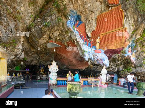 Hpa-An: Kaw Ka Thawng Cave, nats, statues of Arahant disciples of Buddha, , Kayin (Karen) State ...