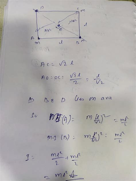 Find moment of inertia of system about diagonal of square :- m