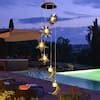 24 in. Sun Moon Star Solar Wind Chimes Warm LED Wind Chimes Outdoor Hanging Light Unique ...