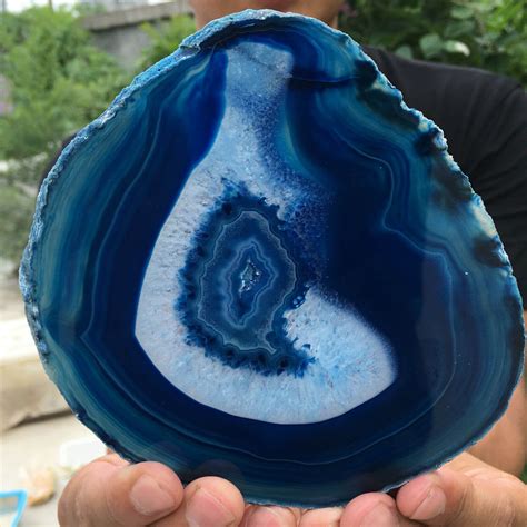 Natural Blue Agate Geode Druzy Slice - Artifacts World