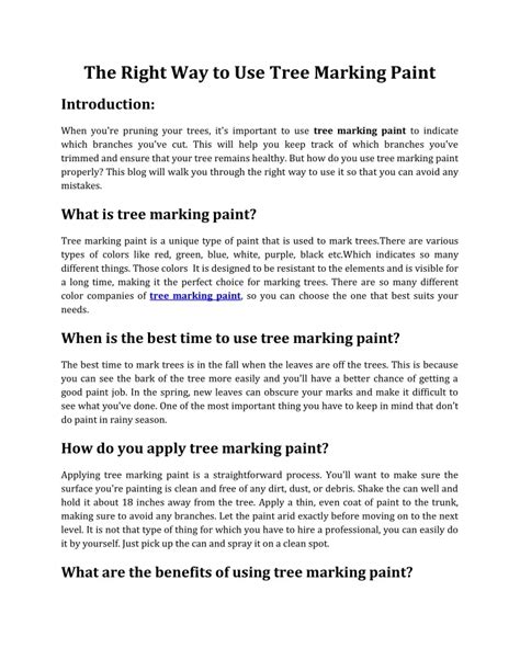 PPT - The Right Way to Use Tree Marking Paint PowerPoint Presentation ...