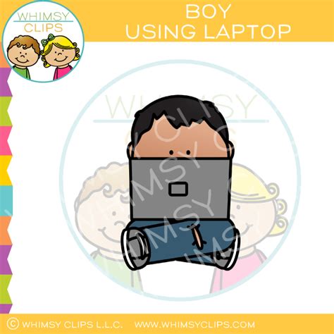 Boy Using Laptop Clip Art – Whimsy Clips