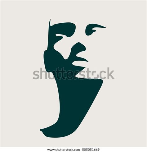 Human Head Silhouette Face Front View Stock Vector (Royalty Free ...