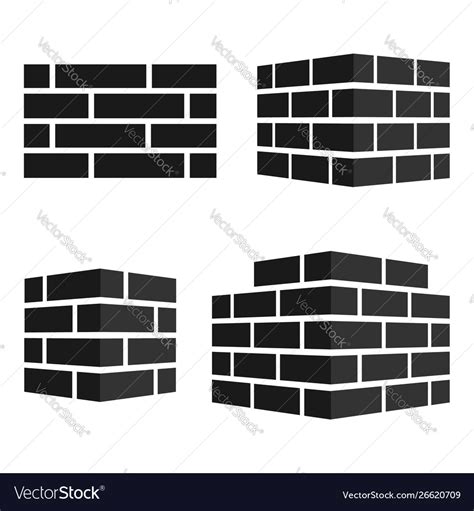 Set bricks icons logo isolated on white Royalty Free Vector