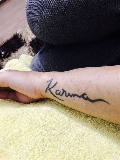 Karma tattoo | Picture tattoos, Tattoo quotes, Wrist tattoos for women