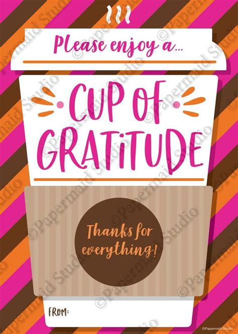 Thanks a Latte Coffee Gift Card Holder Printable Boss's Day Card Teacher Thank You Employee ...