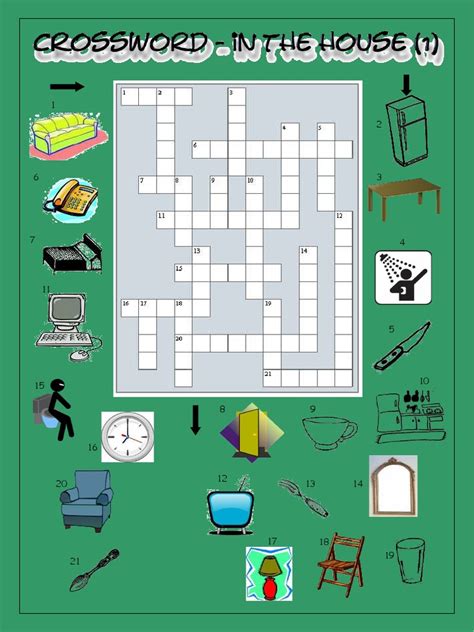 Crossword in The House 1 Fun Activities Games 4054 | PDF