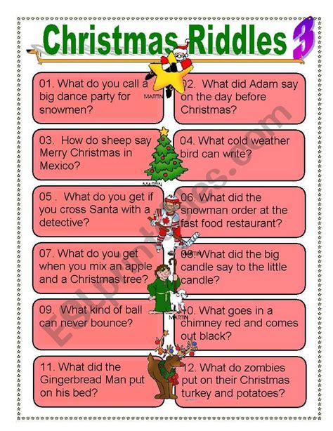 Christmas riddles for Everyone - ESL worksheet by dturner | Christmas ...