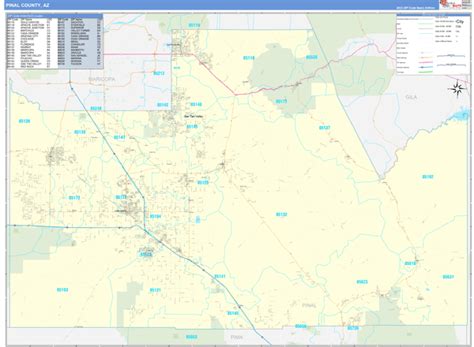 Pinal County, AZ Zip Code Wall Map Basic Style by MarketMAPS - MapSales