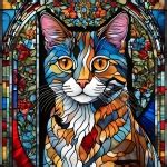Cat Tiffany Window Picture Mosaic Free Stock Photo - Public Domain Pictures
