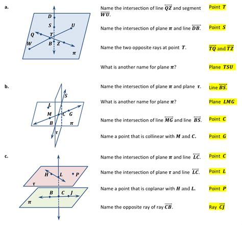 Points Lines and Planes Guided Notes Sample Problem 2 ⋆ GeometryCoach.com