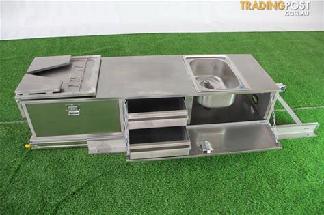 STAINLESS STEEL CAMPER TRAILER SLIDE OUT KITCHEN. 2 DRAWERS SINK FOLDABLE BENCH for sale in ...