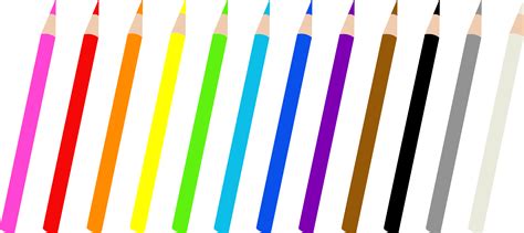 Set of Twelve Colored Pencils - Free Clip Art