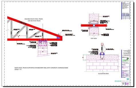 Roof Steel Truss Supported on Masonry Wall with Concrete Chainage Beam