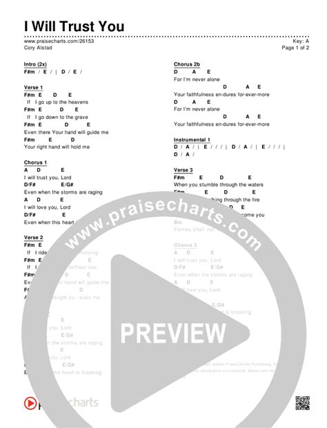 I Will Trust You Chords PDF (Cory Alstad) - PraiseCharts