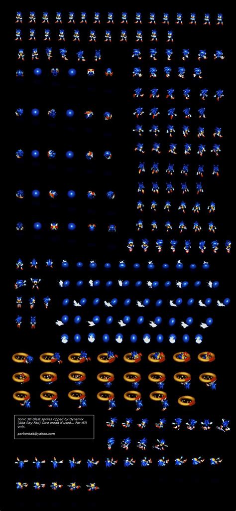 Full Sheet View - Sonic 3D Blast - Sonic | Sonic, Pixel art, Pixel