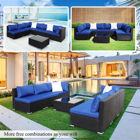 Buy Updated-7 Piece Patio Furniture Set, Outdoor Sectional Sets, Patio Sectional Sofa, PE Wicker ...