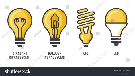 Set Basic Types Lamps Incandescent Light Stock Vector (Royalty Free ...