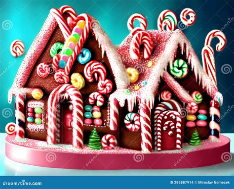 Candy Gingerbread House, Generative AI Illustration Stock Illustration ...