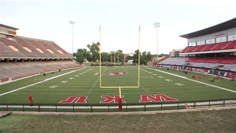 Wide shot of the football stadium at the Western Kentucky University ...