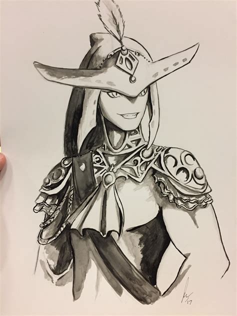 Fan Art - Prince Sidon (Commission) Ink wash on 9x12 Bristol : r/zelda