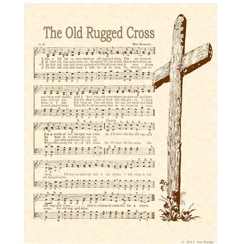 OLD RUGGED CROSS Hymn on Parchment Wall Art Vintage Verses Sheet Music ...