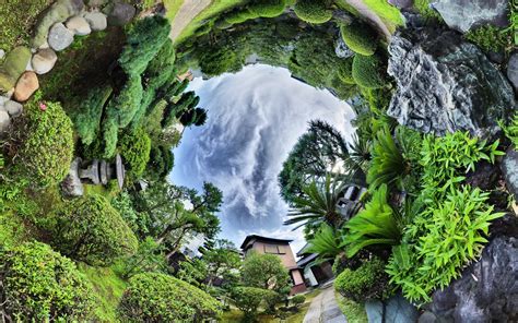 nature, Landscape, Trees, Clouds, Panoramic Sphere, Fisheye Lens, Garden, Plants, House, Stones ...