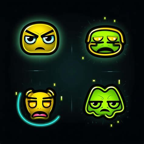 Premium Photo | Expressive Neon Emoji Stickers Diverse Emotions and Creative Designs on Black ...