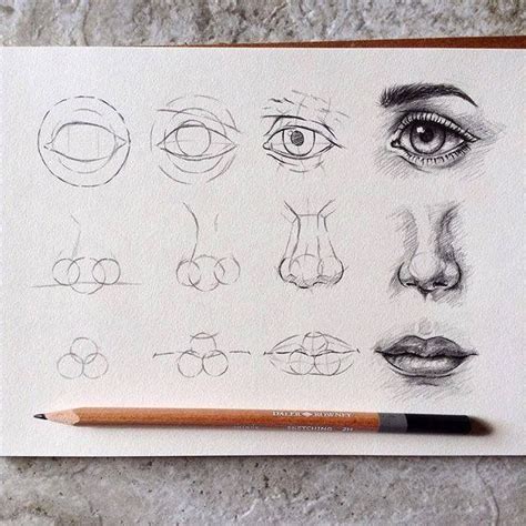 How to draw eyes, nose and mouth. | Realistic drawings, Eye drawing ...