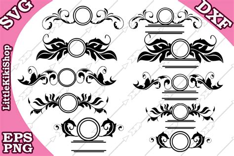 Flourish Monogram Svg, Flourish Frame Svg, Swirl Border Svg