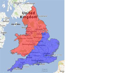 England's cultural north-south divide (no defined "border" officially exists), according to a ...