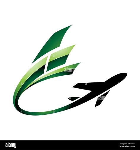 Illustration of Airplane with a Long Glossy Green Tail isolated on a White Background Stock ...