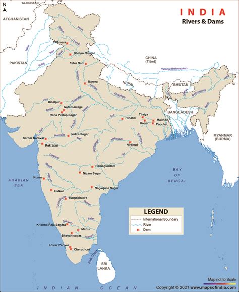 List of Major Dams and Reservoirs of India, Map of India Dams