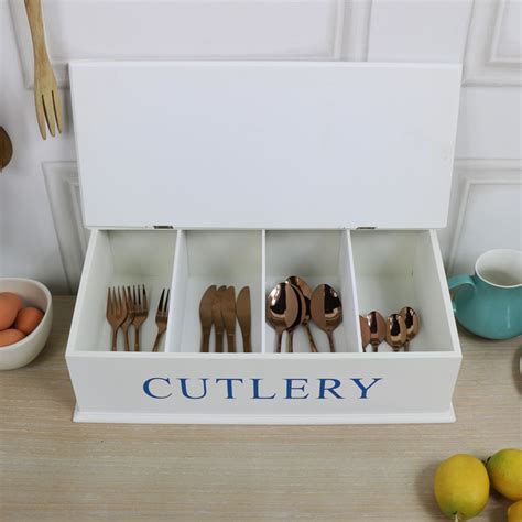 Vintage Wooden Cutlery Storage Box - Melody Maison®