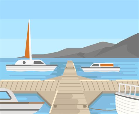 Dock And Sailboat Vector Vector Art & Graphics | freevector.com