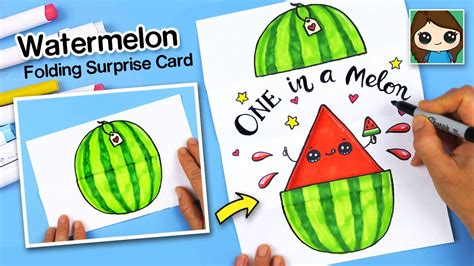 How to Draw a Watermelon Folding Surprise Card EASY - YouTube