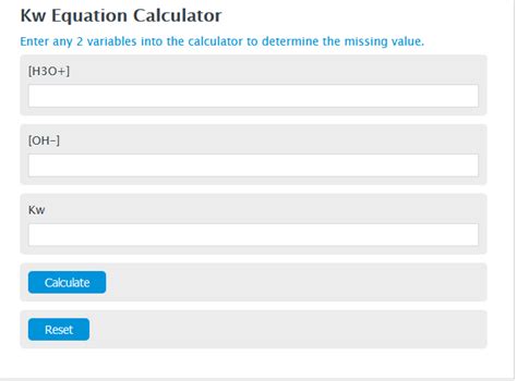 Kw Equation Calculator - Calculator Academy