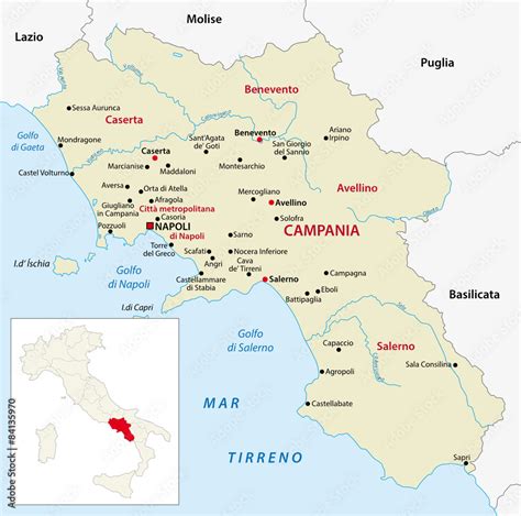 Fototapeta mapa świata dla dzieci campania map with outline map italy | Fototapety dla DZIECI