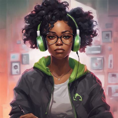 black girl gamer with glasses - AI Generated Artwork - NightCafe Creator