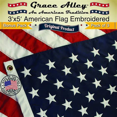 AMERICAN FLAG 3-PACK: Three Embroidered 3x5 FT US Flags