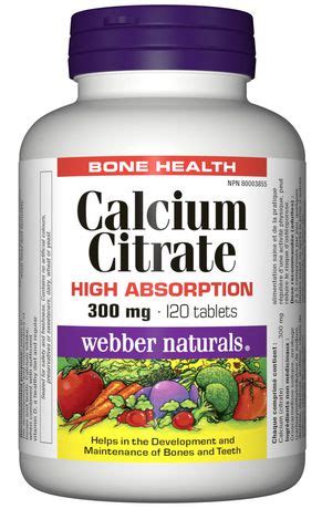 Webber Naturals® Calcium Citrate, High Absorption, 300 mg | Walmart.ca